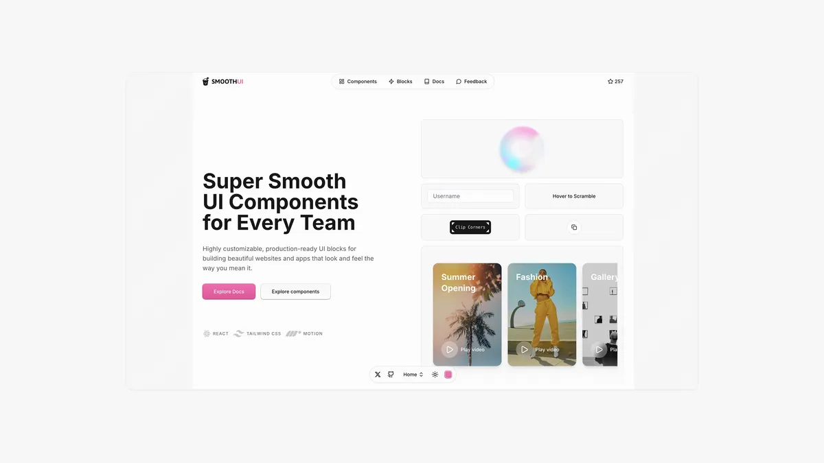 SmoothUI component showcase